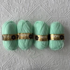 Phildar Luxe 025 Mint Green Yarn Lot of 4 50g Skeins Acrylic Wool West Germany